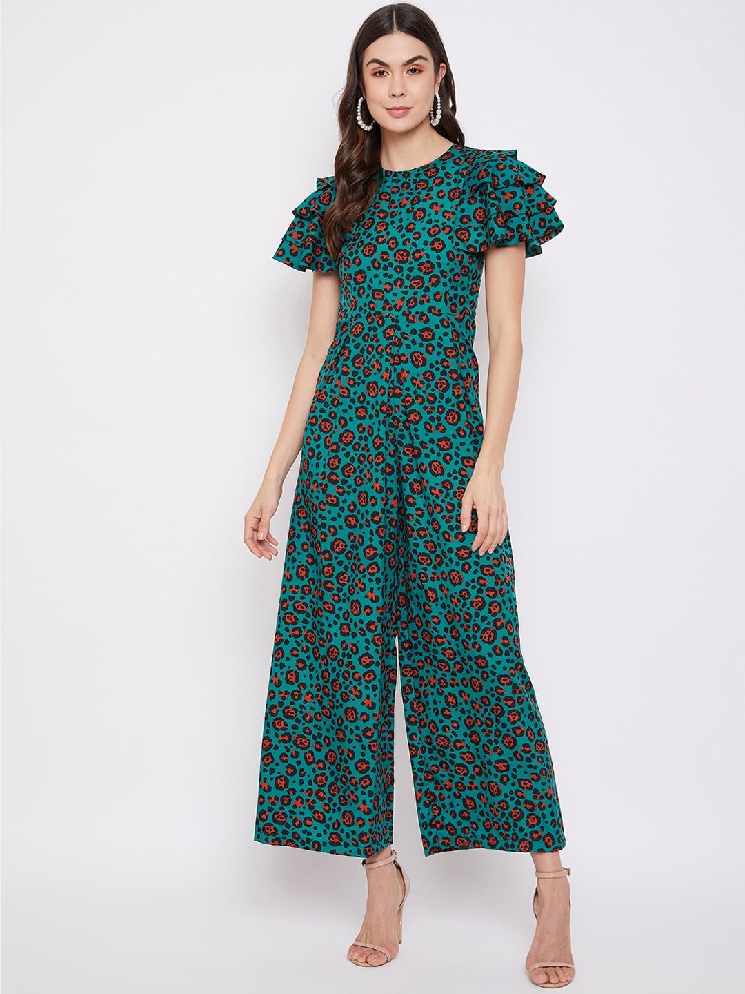 Uptownie Lite Women Green & Red Printed Basic Jumpsuit Price in India
