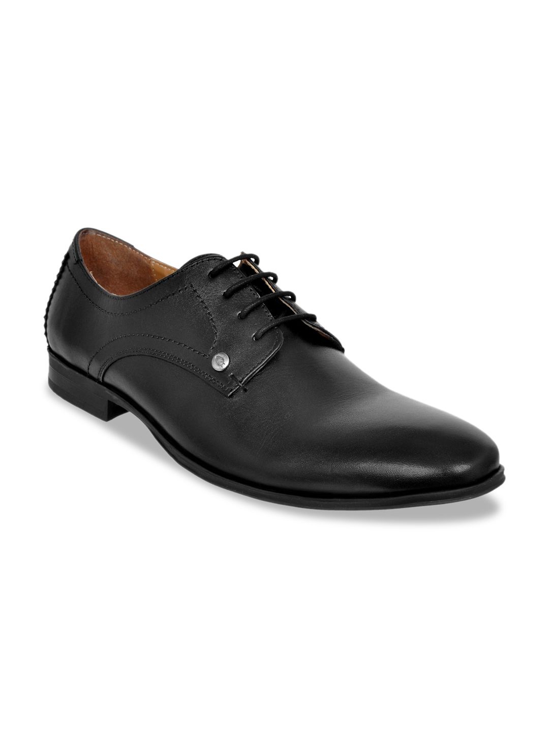 Allen Cooper Men Black Textured Formal Derbys