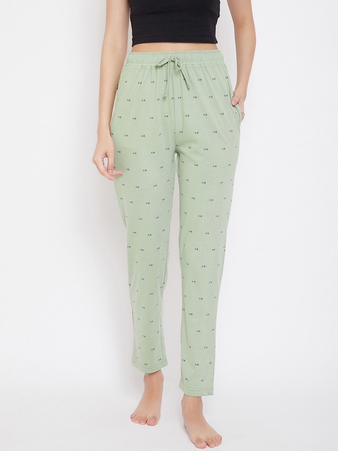 Okane Women Green & Blue Printed Lounge Pants WPLP-404/ Price in India