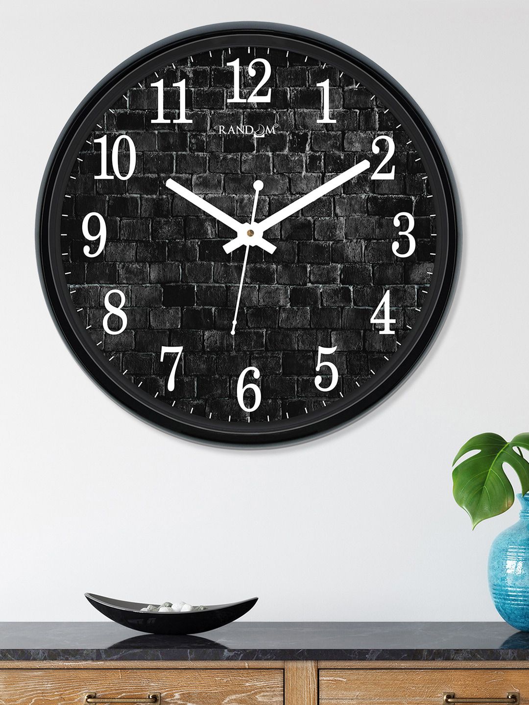 RANDOM Black & Grey Round Printed 30 cm Analogue Wall Clock Price in India