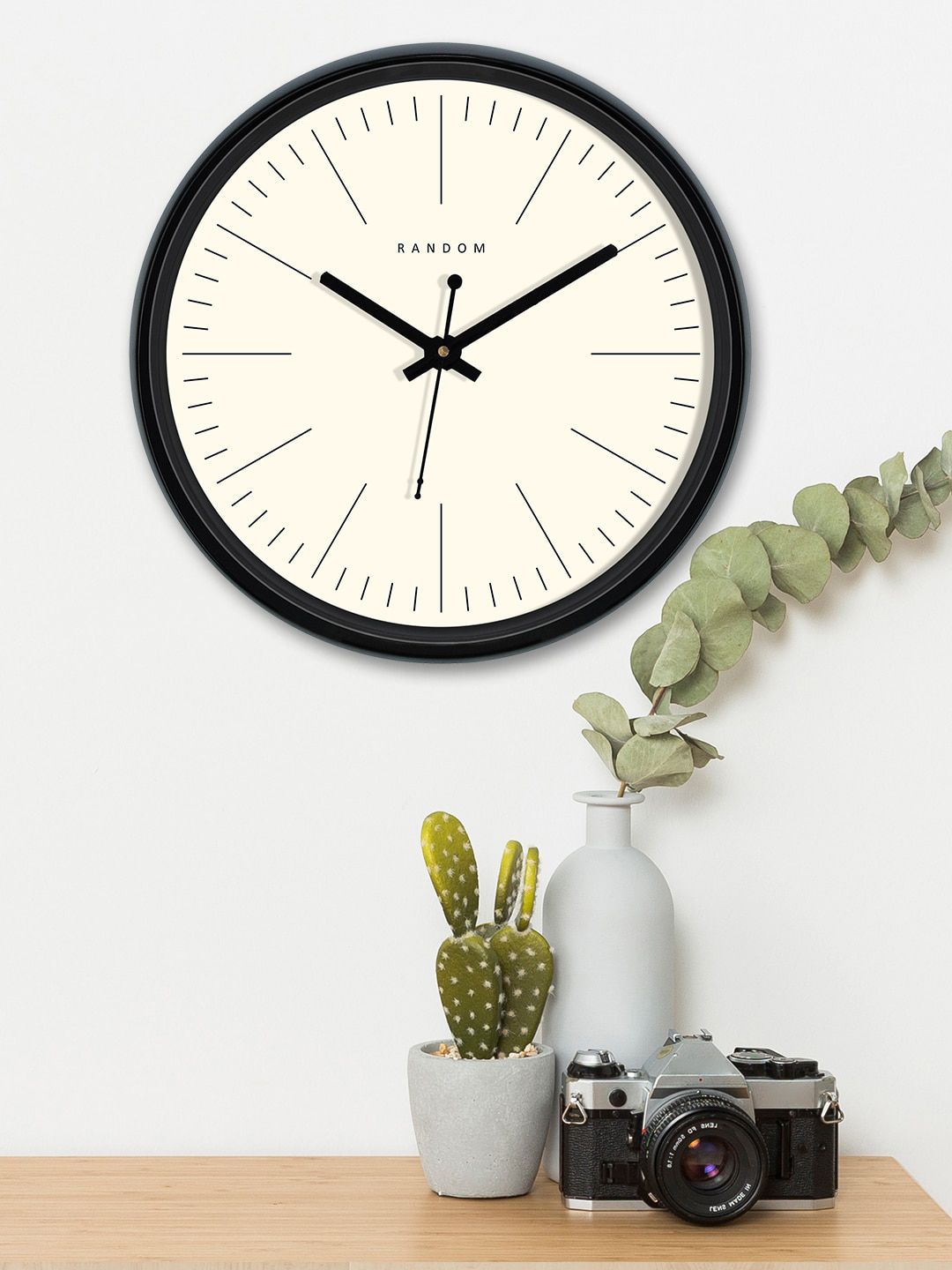 RANDOM Off-White Round Solid Analogue Wall Clock Price in India