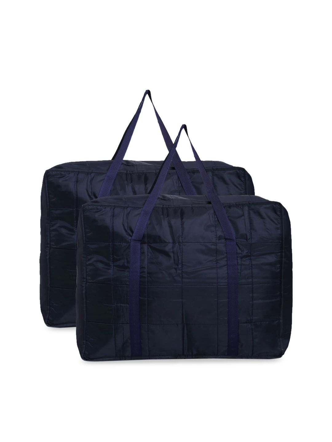 HOSTA HOMES Set Of 2 Navy Blue Solid Foldable Multi-Utility Storage Bags Price in India