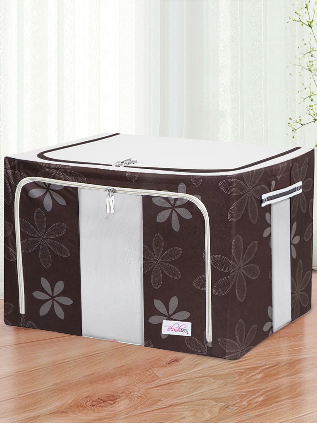 BlushBees Brown & White Printed Multi-Utility Wardrobe Organizer Price in India