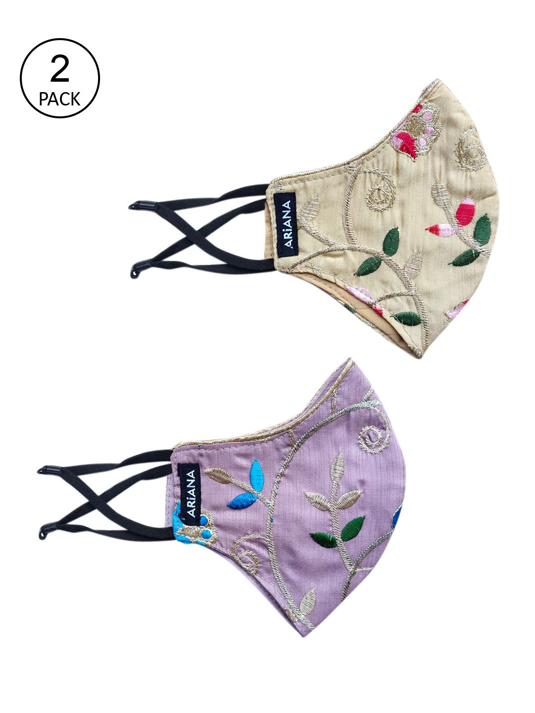 Ariana Women Pack Of 2 Printed 2-Ply Reusable Protective Outdoor Cloth Masks Price in India