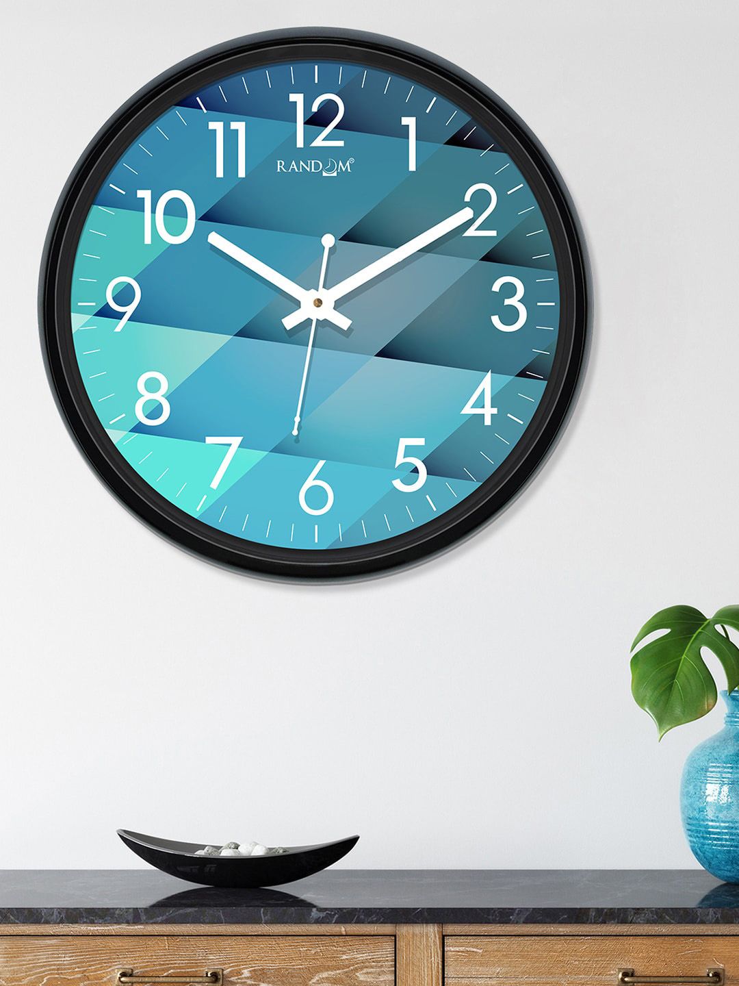 RANDOM Teal Round Printed 30 cm Analogue Wall Clock Price in India