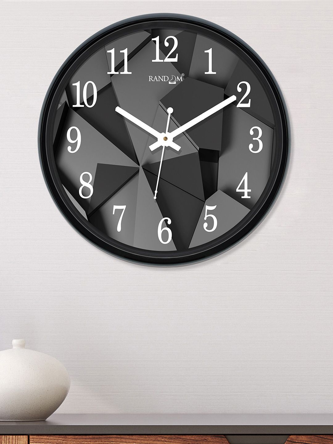 RANDOM Black & Grey Round Printed 30 cm Analogue Wall Clock Price in India