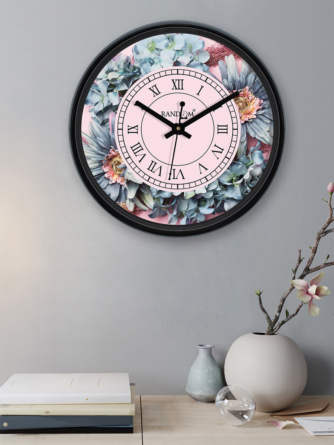 RANDOM Pink & White Round Printed Analogue Wall Clock Price in India