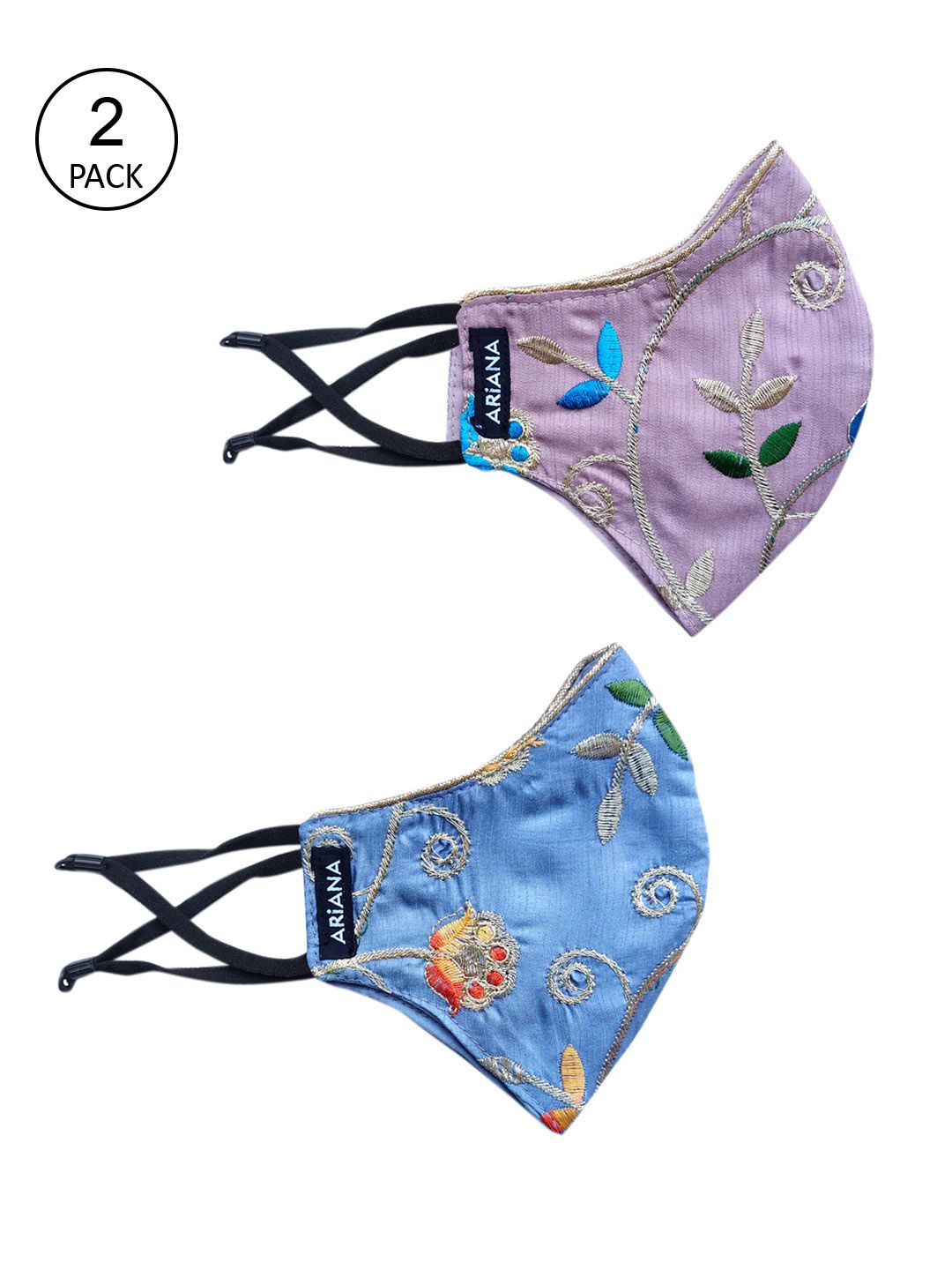 Ariana Women Pack Of 2 Printed 2-Ply Reusable Protective Outdoor Cloth Masks Price in India