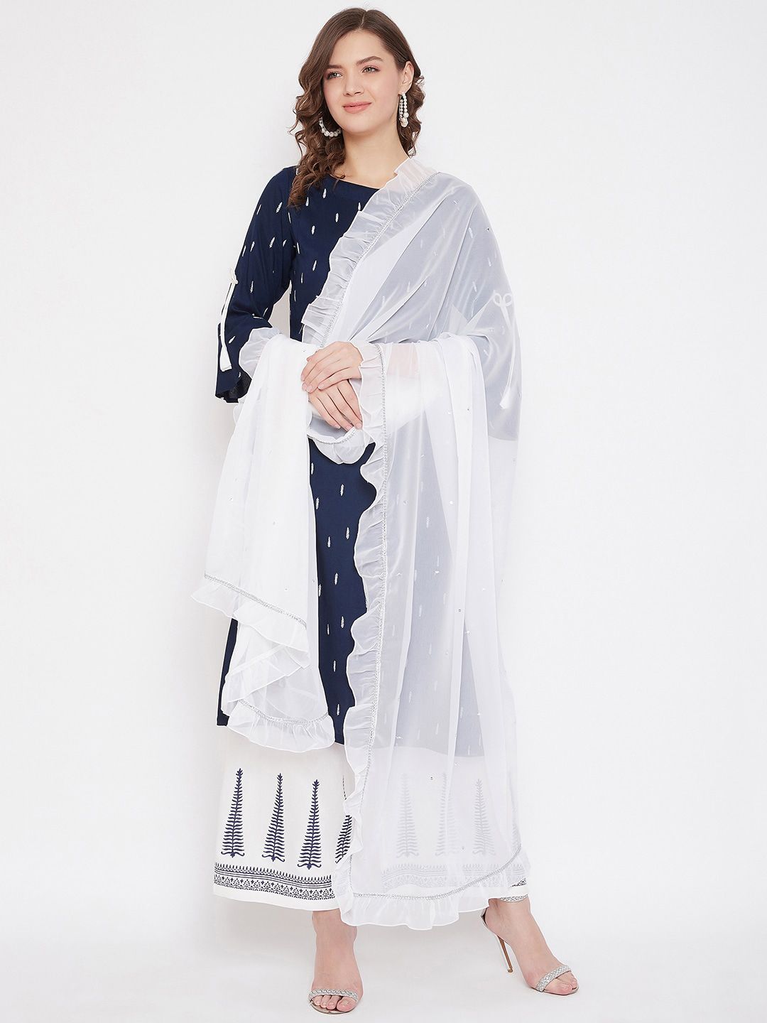 Bitterlime White Solid Dupatta Price in India