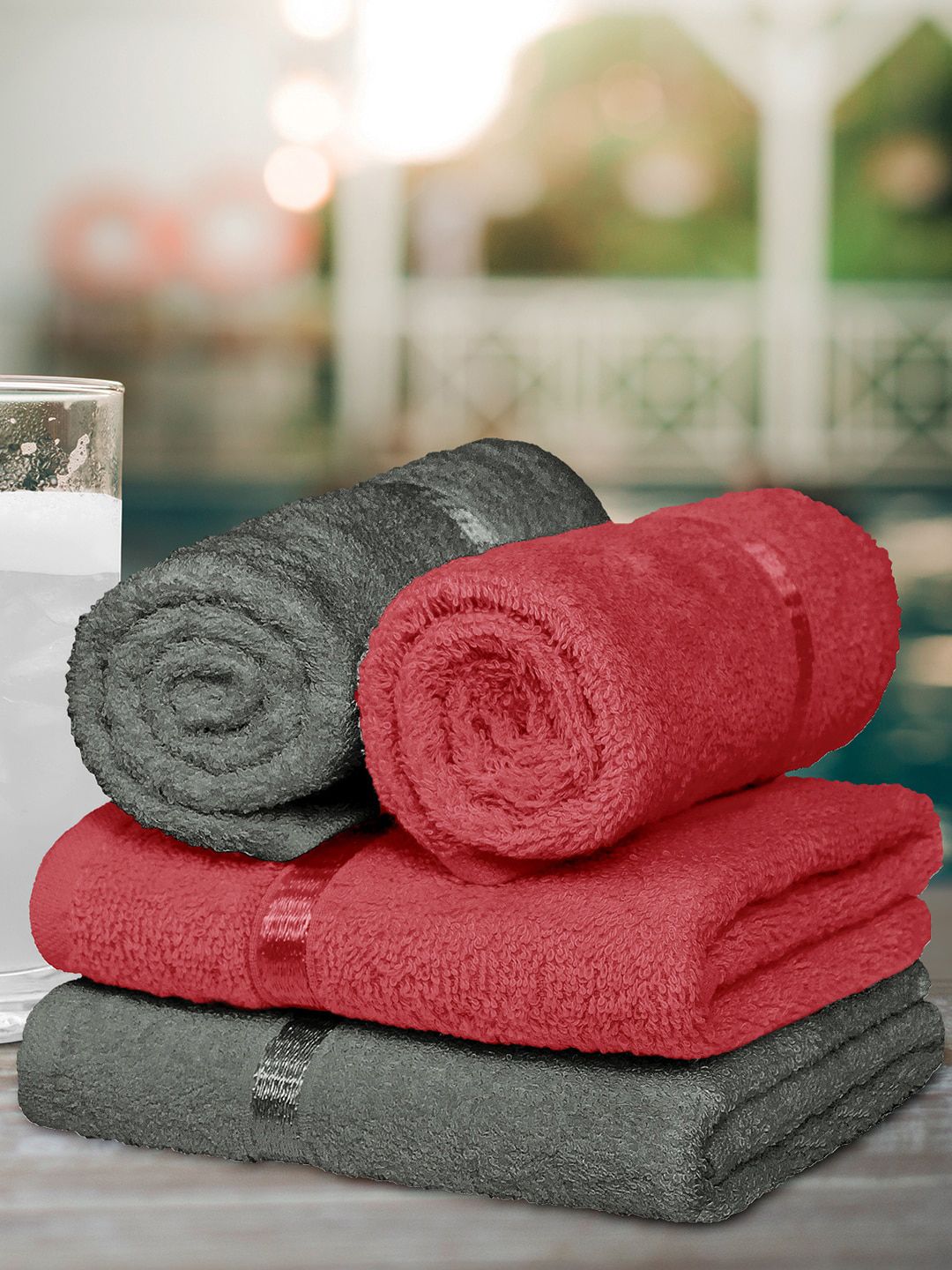 Story@home Set Of 4 Solid Cotton 450 GSM Hand Towels Price in India