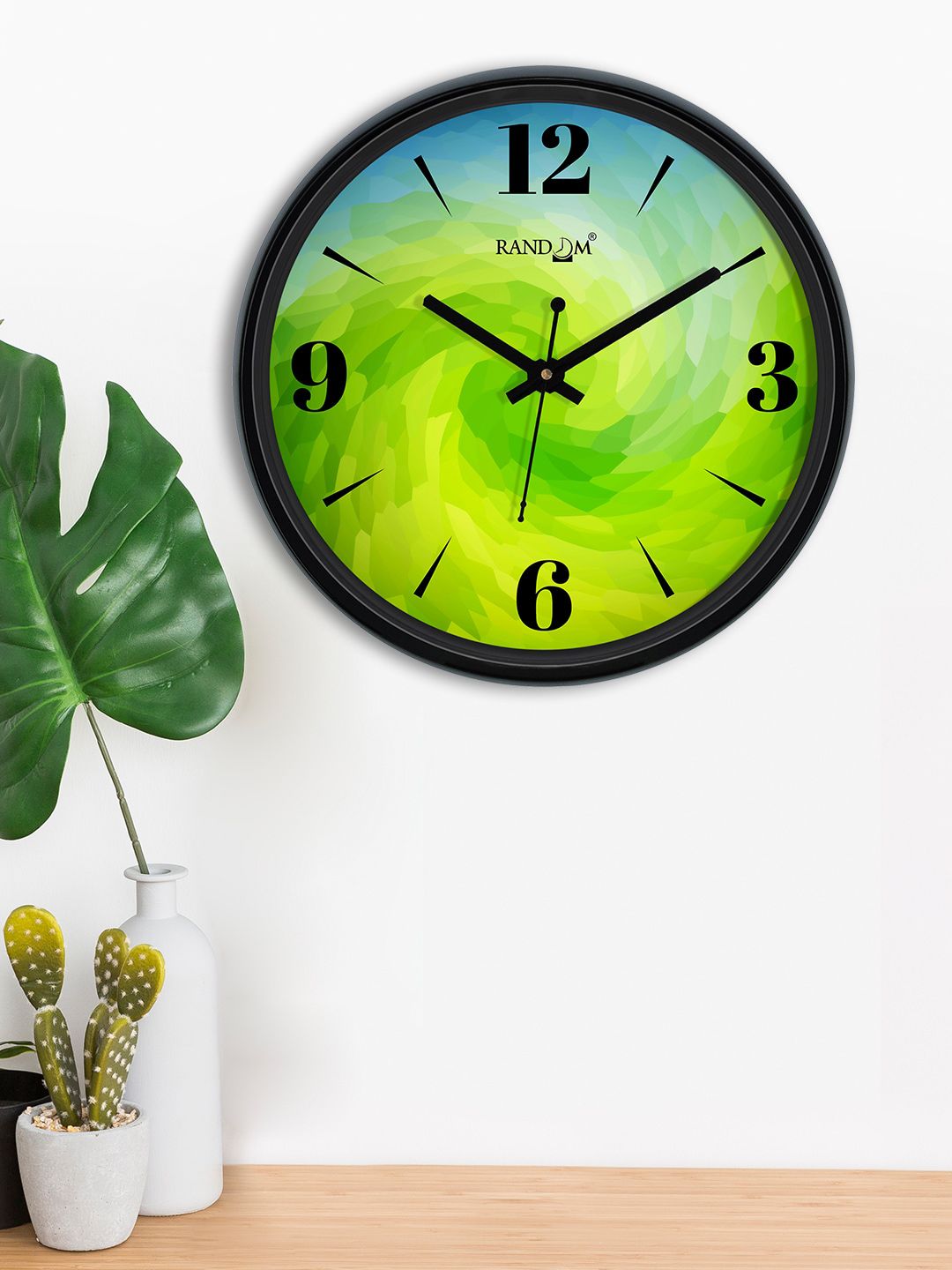 RANDOM Green & Blue Round Printed 30 cm Analogue Wall Clock Price in India