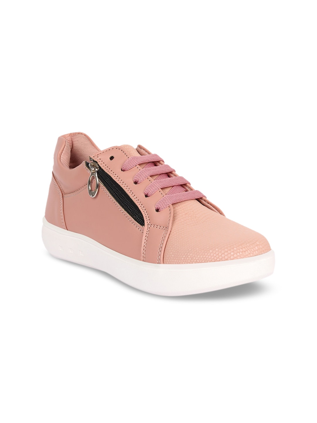 ZAPATOZ Women Pink Colourblocked PU Sneakers Casual Shoes Price in India