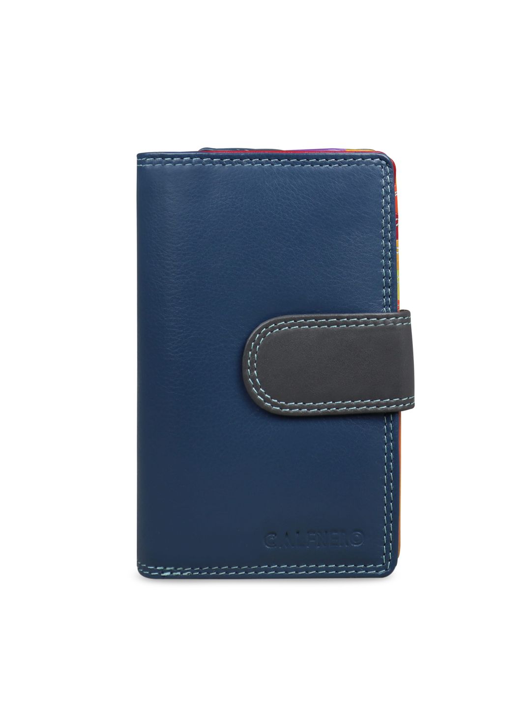 CALFNERO Women Multicoloured Solid Two Fold Wallet Price in India