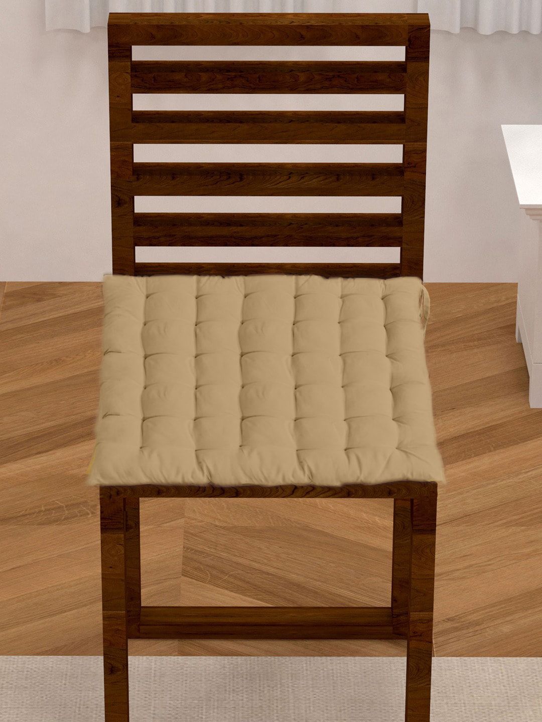 Lushomes Beige Solid Cotton Chair Pad Price in India