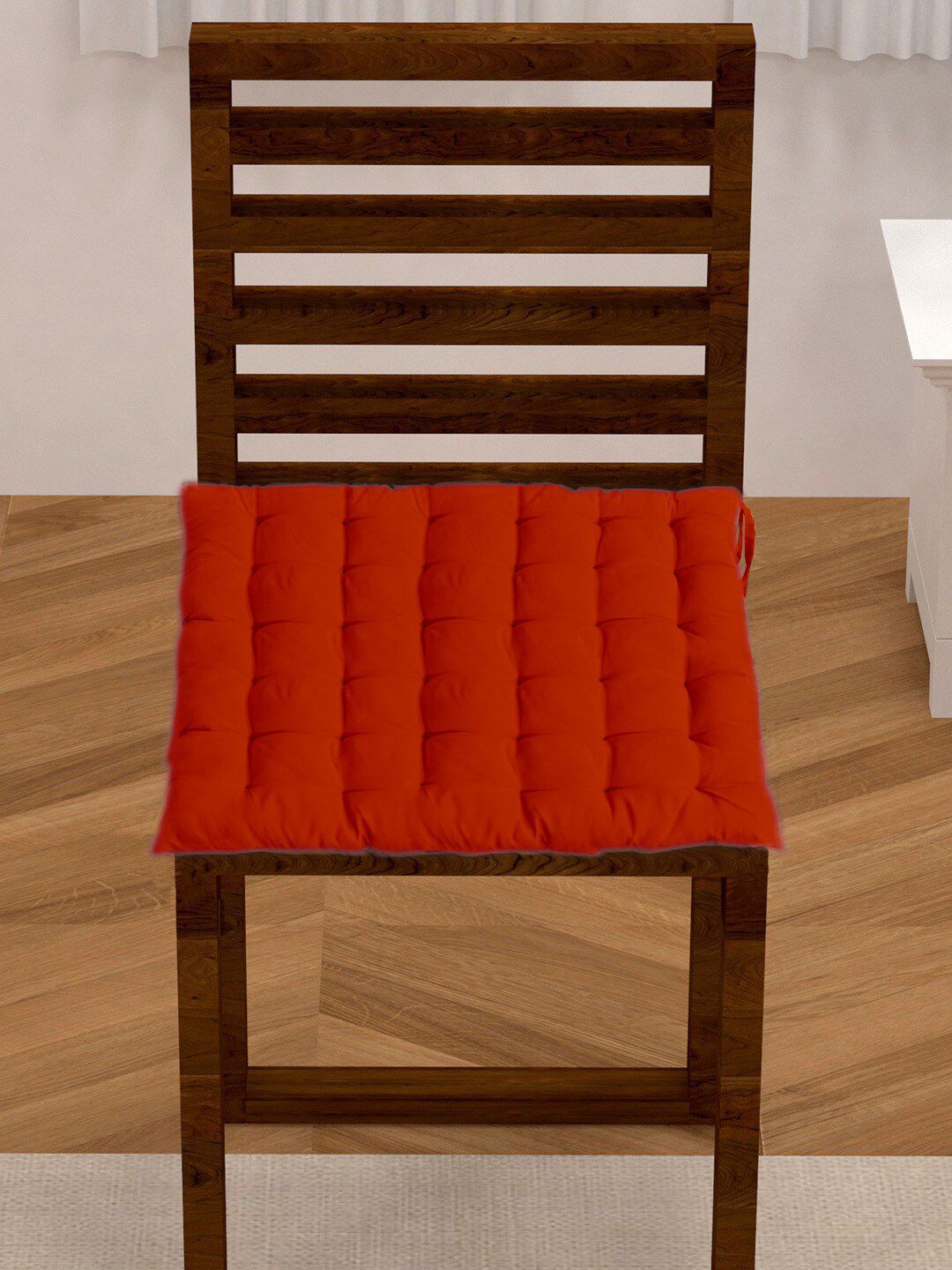 Lushomes Red Solid Cotton Chair Pad Price in India