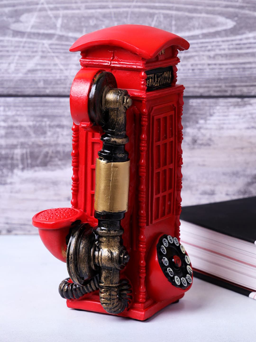 A Vintage Affair- Home Decor Red & Black Phone booth Decorative Accent Price in India