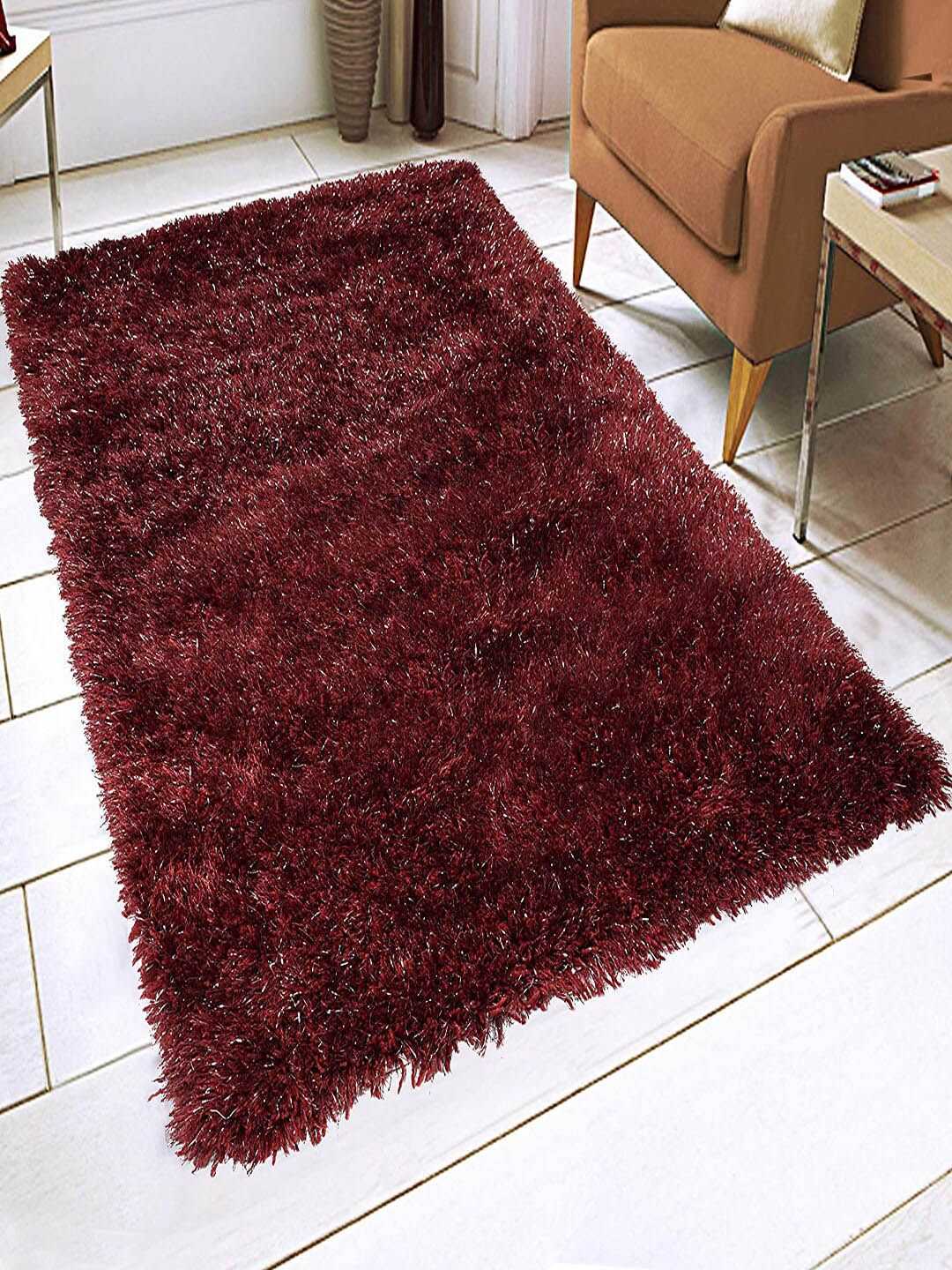 Saral Home Maroon Solid Anti-Skid Carpet Price in India