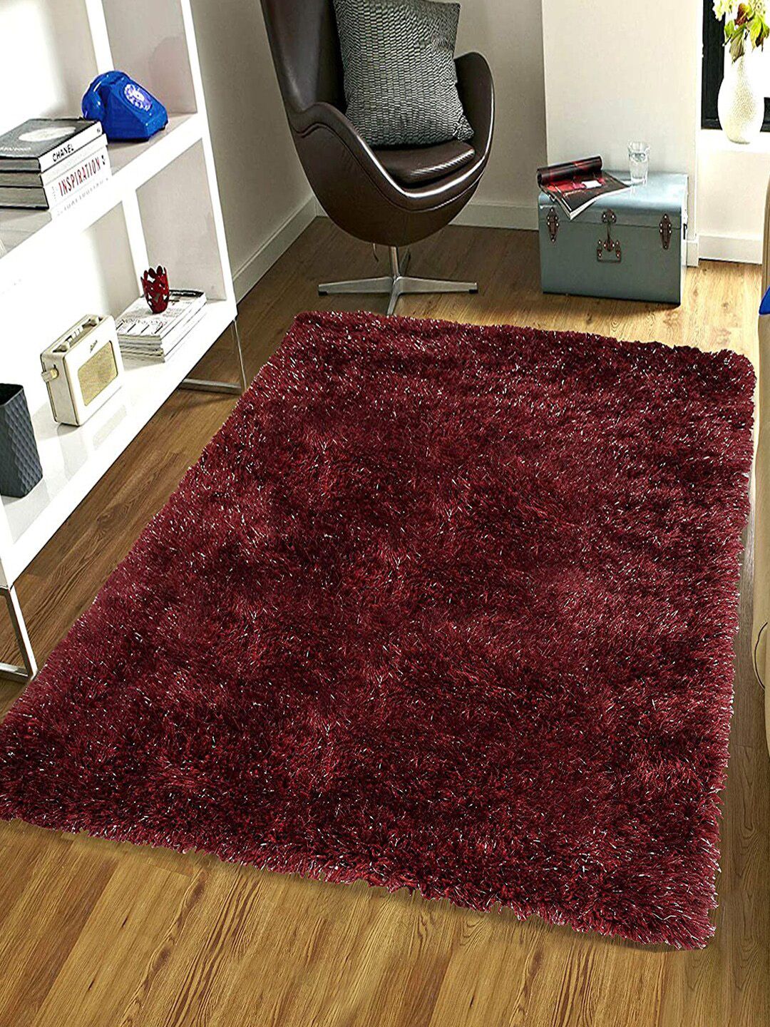 Saral Home Maroon Solid Anti-Skid Carpet Price in India