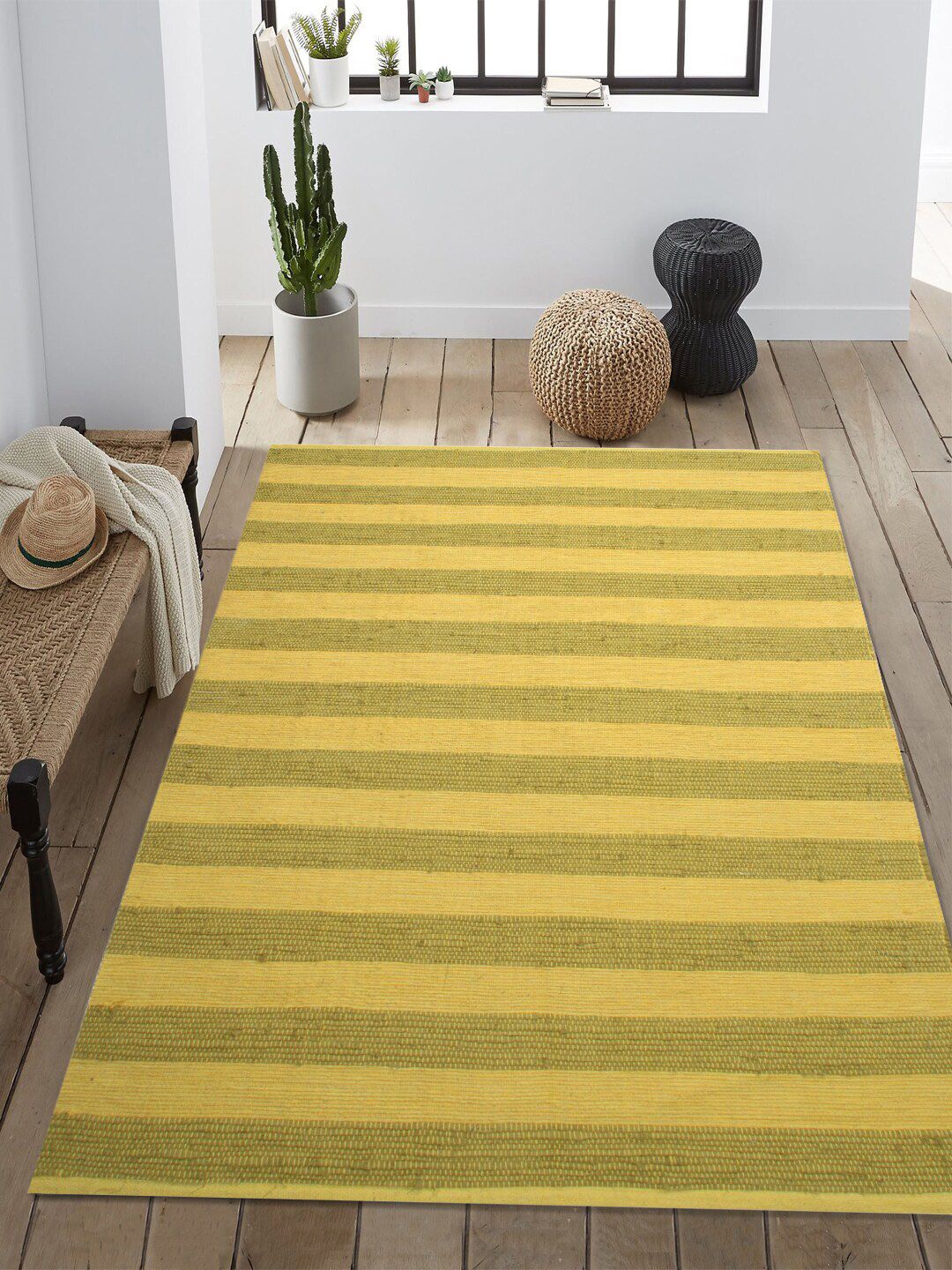 Saral Home Yellow & Green Striped Floor Mat Price in India