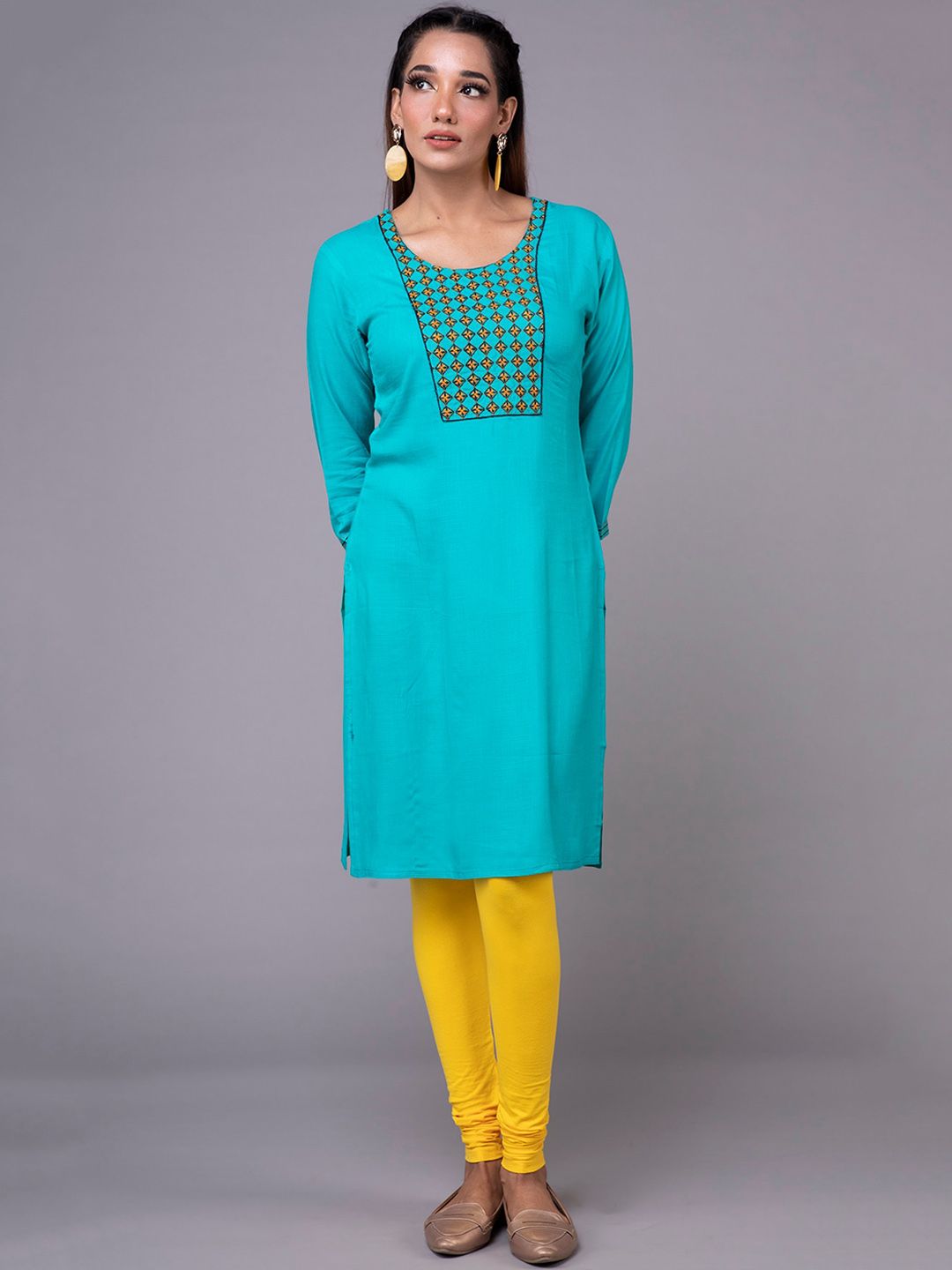 KLM Fashion Mall Women Turquoise Blue Kurta