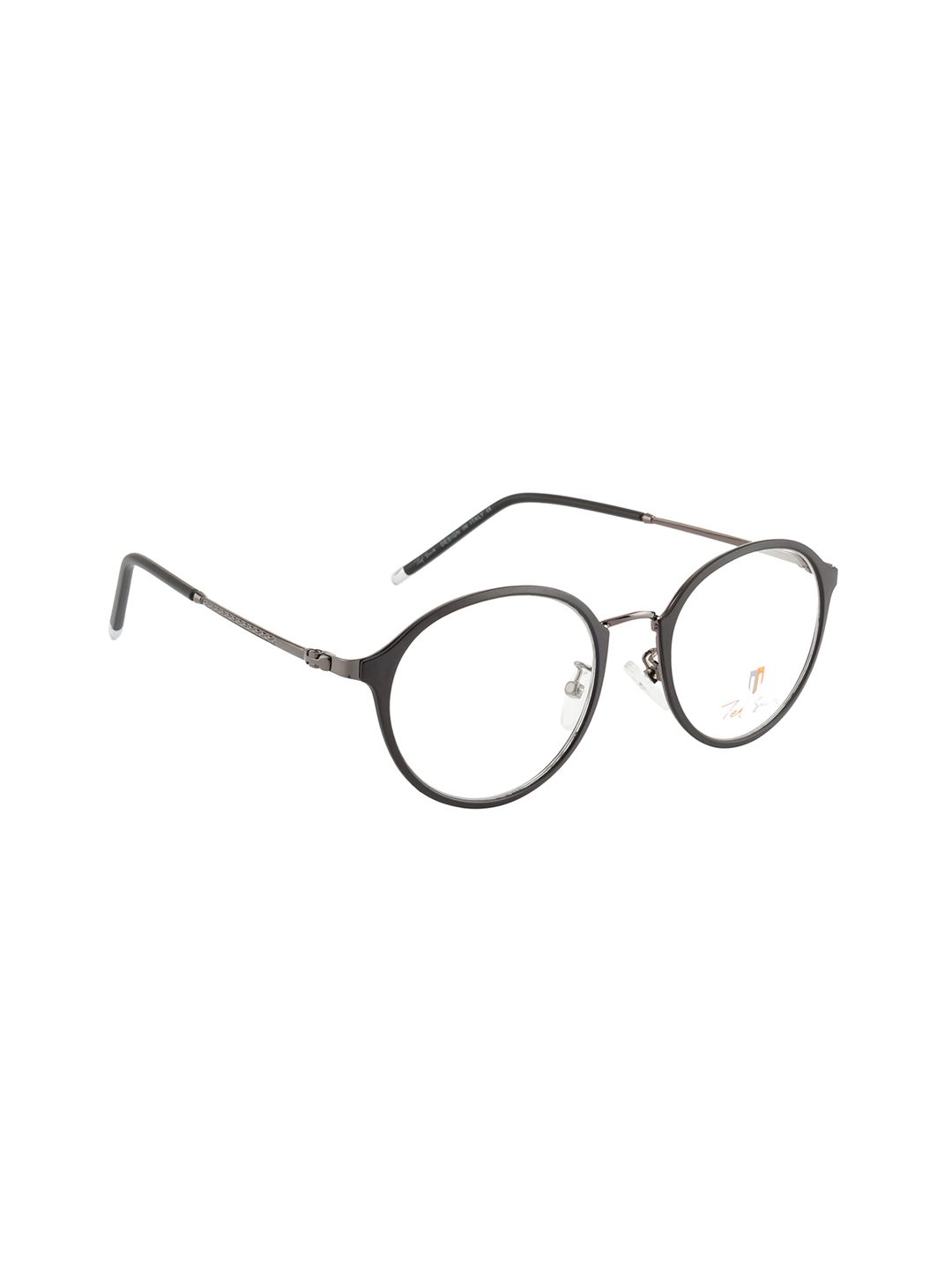 Ted Smith Unisex Grey & Black Colourblocked Full Rim Round Frames Price in India