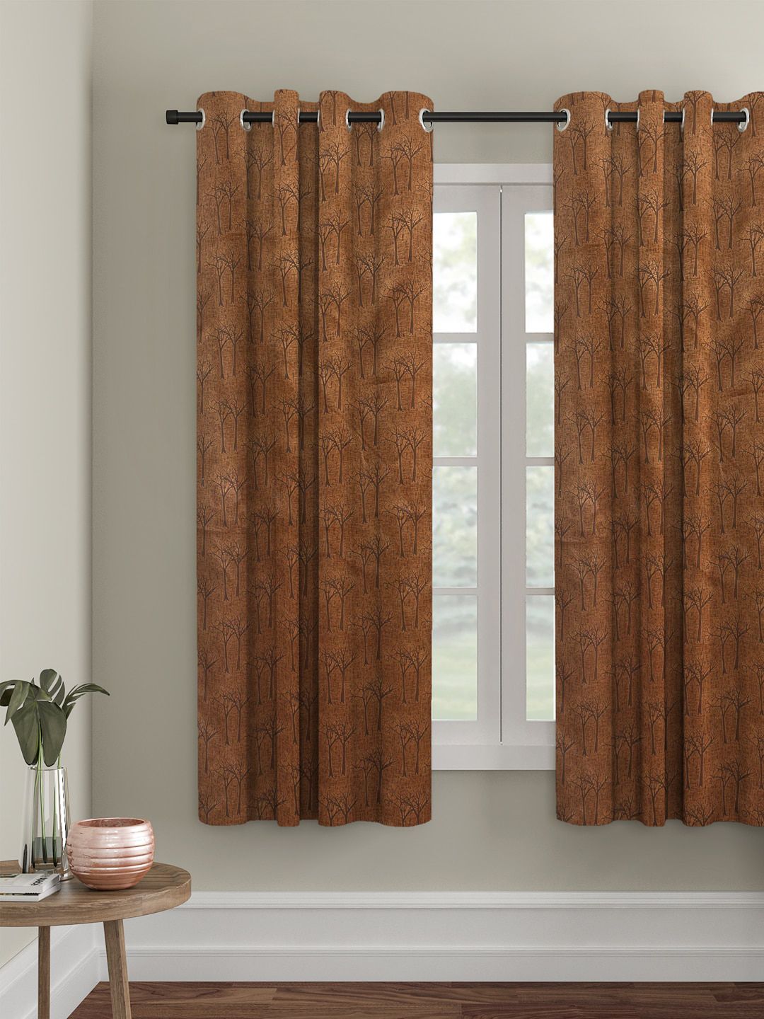 HOSTA HOMES Brown Single Window Curtain Price in India