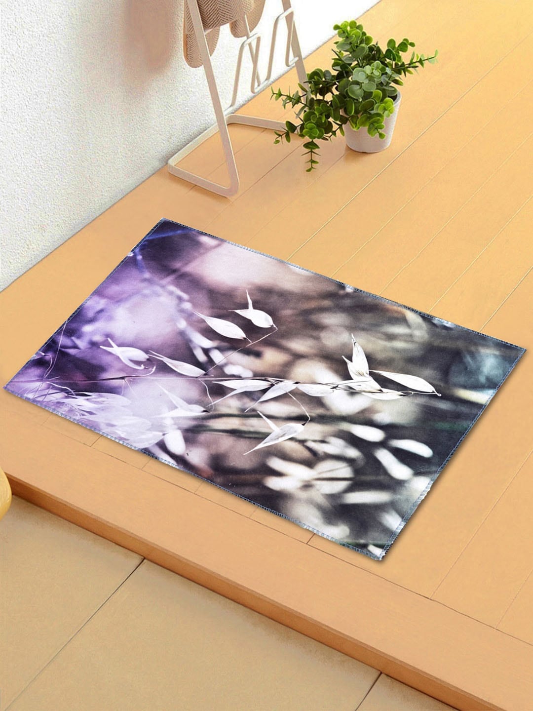 ROMEE Purple & White Digital 3D Print Anti Slip Doormat Price in India