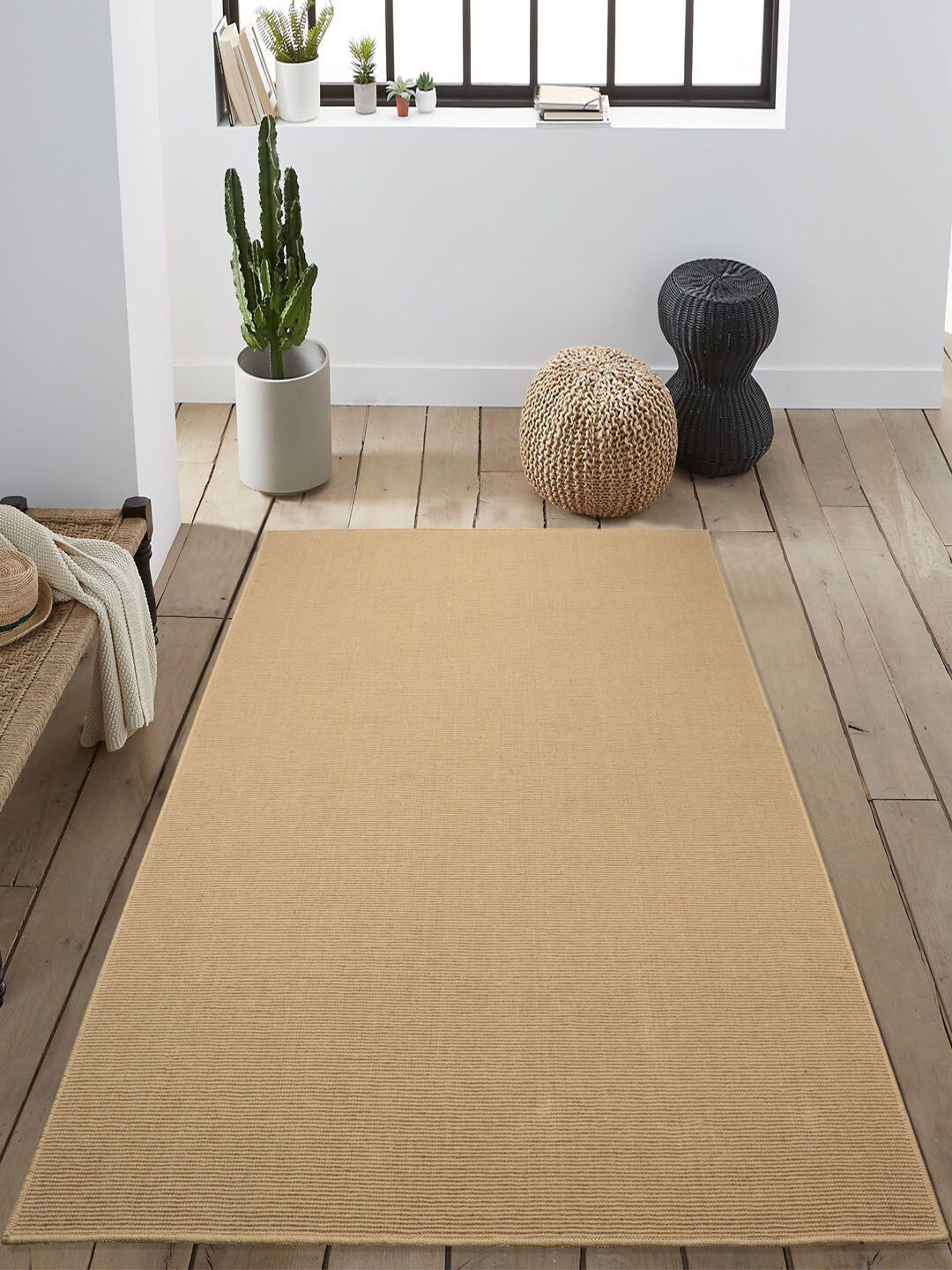 Saral Home Beige Solid Jute Anti-Skid Carpet Price in India