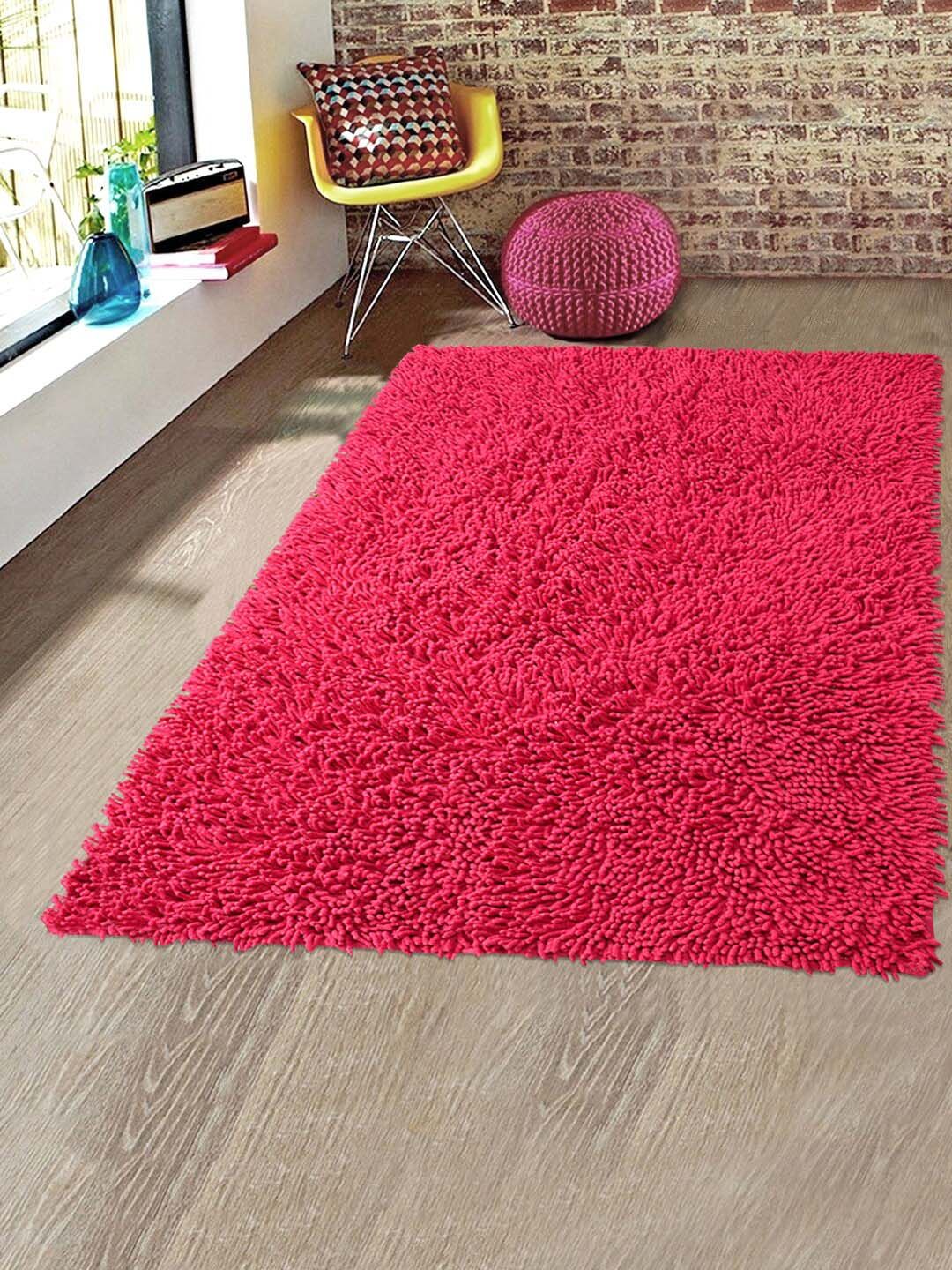 Saral Home Pink Solid Anti-Skid Carpet Price in India