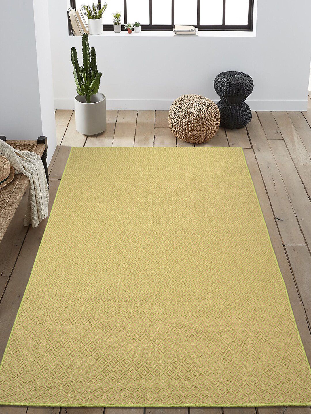Saral Home Green & Beige Woven-Design Anti-Skid Carpet Price in India