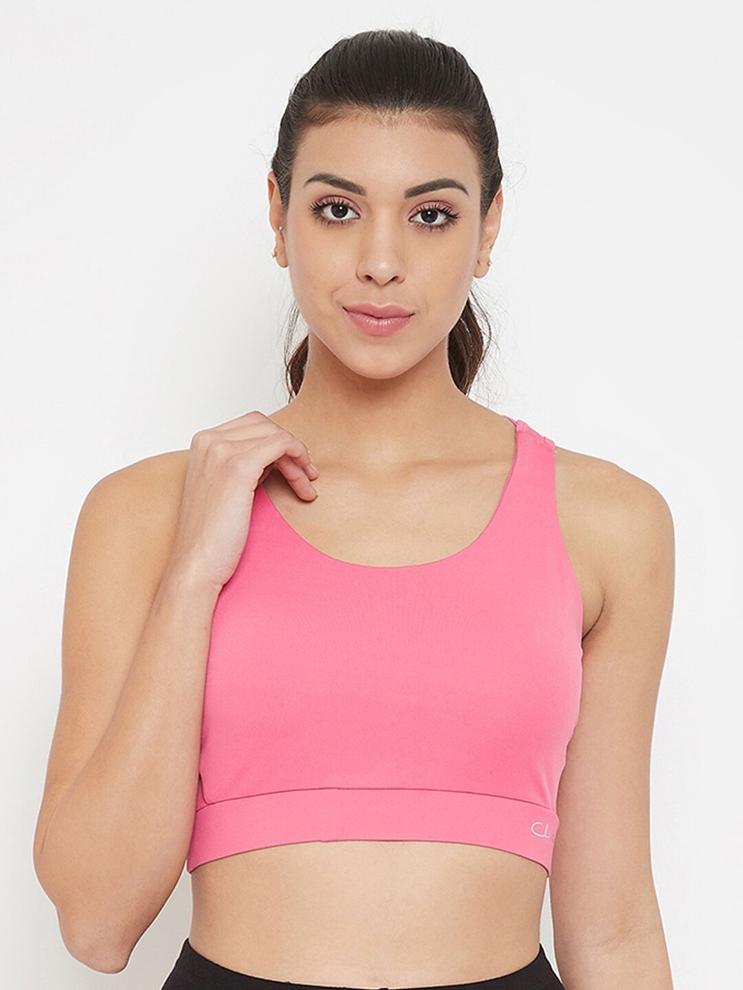 Clovia Pink Solid Non-Wired Lightly Padded Workout Bra BR2189P22XXL Price in India
