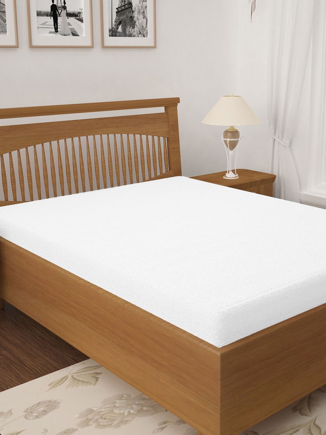 BIANCA White Solid Waterproof Queen Size Mattress Protector Price in India