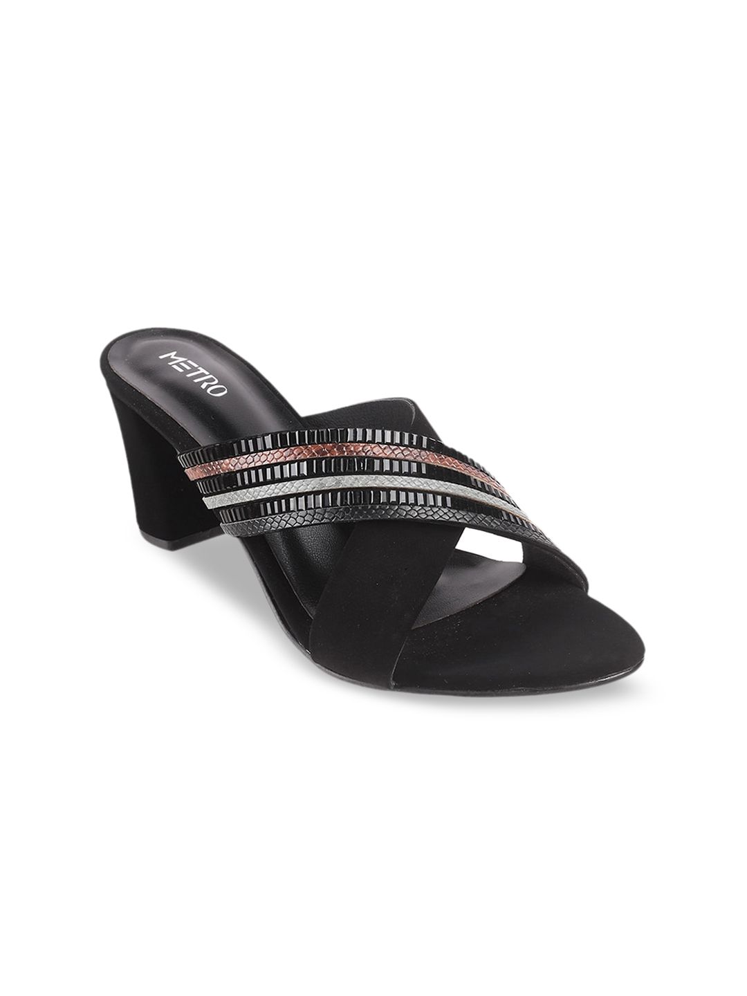 Metro Women Black Embellished Sandals Price in India