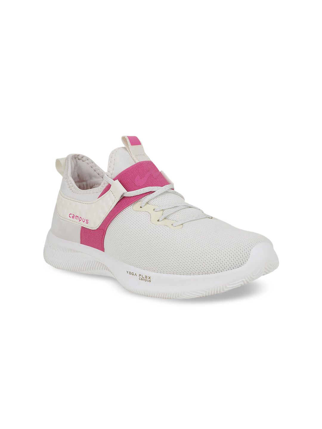 Campus Women Off-White Mesh Mid-Top Running Shoes Price in India