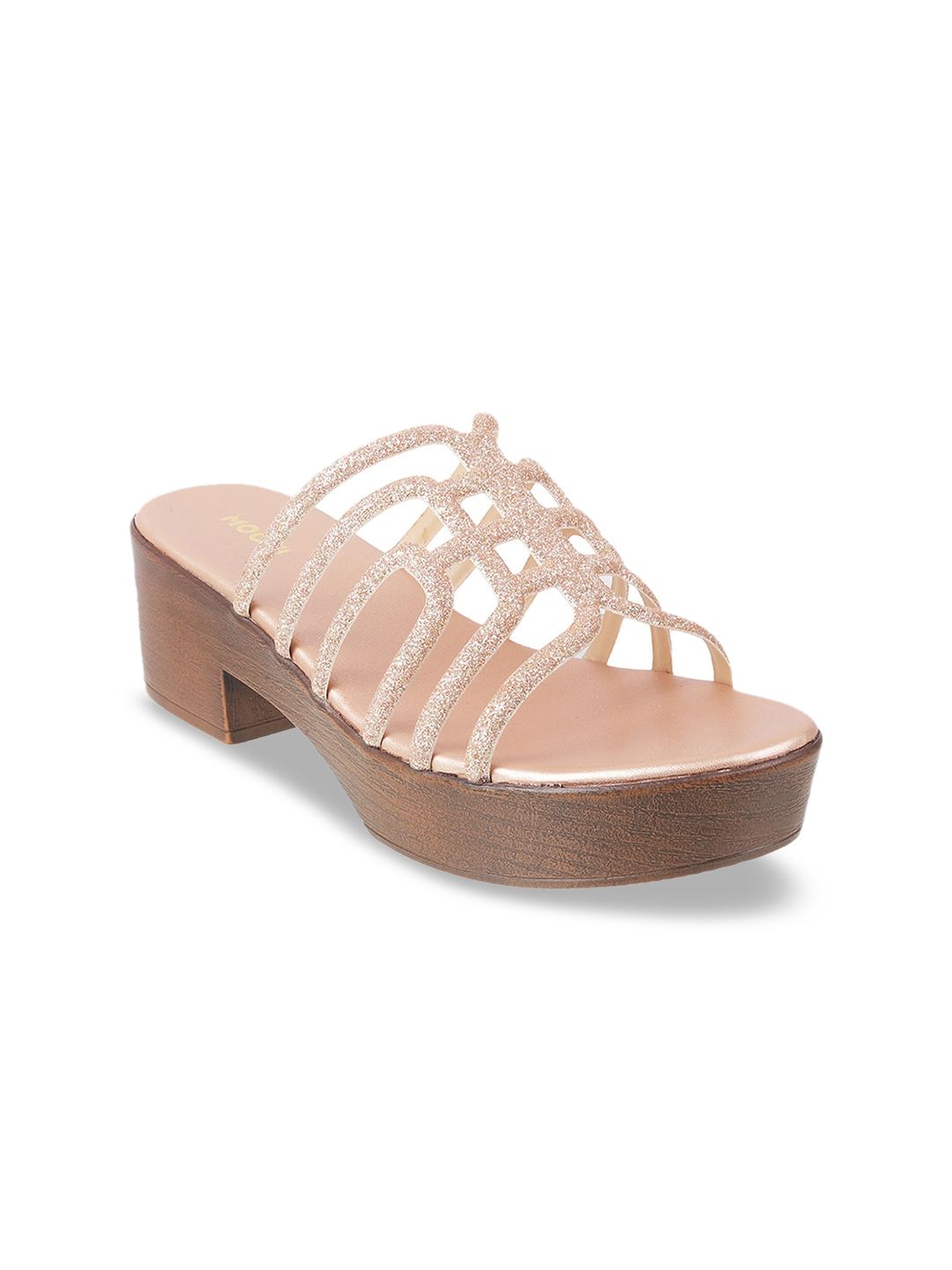 Mochi Women Beige Embellished Platform Heels Price in India