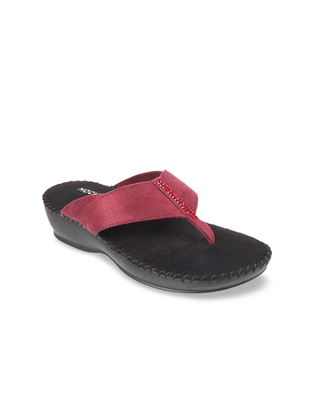 Mochi Women Maroon Solid Wedges Price in India
