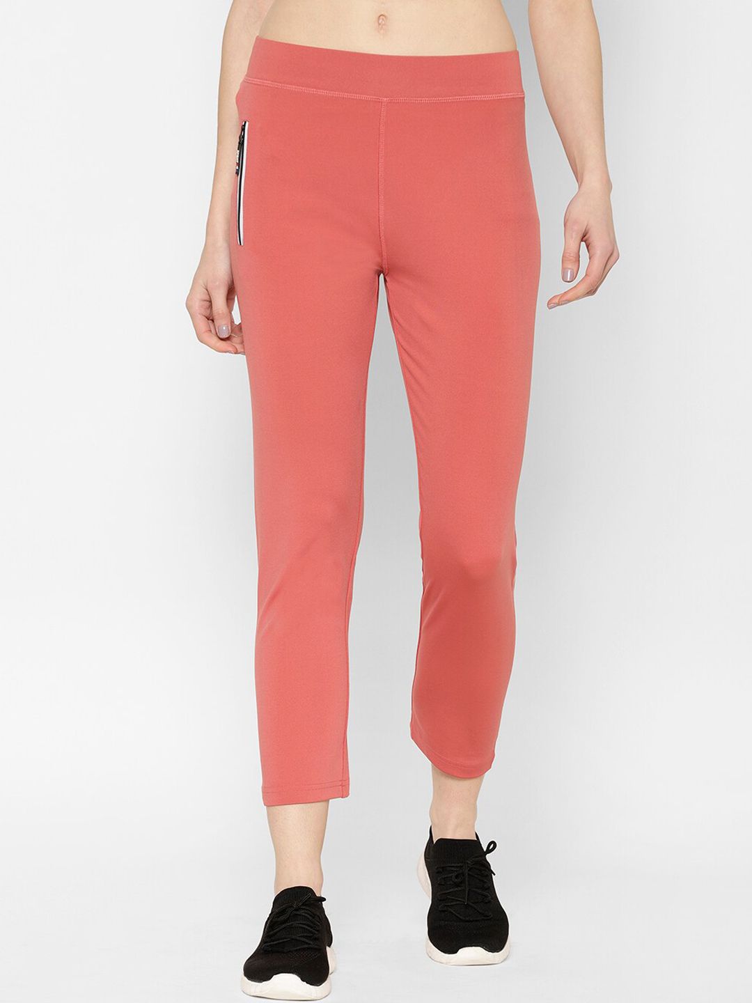 SAPPER Women Coral Orange Solid Slim-Fit Track Pants Price in India