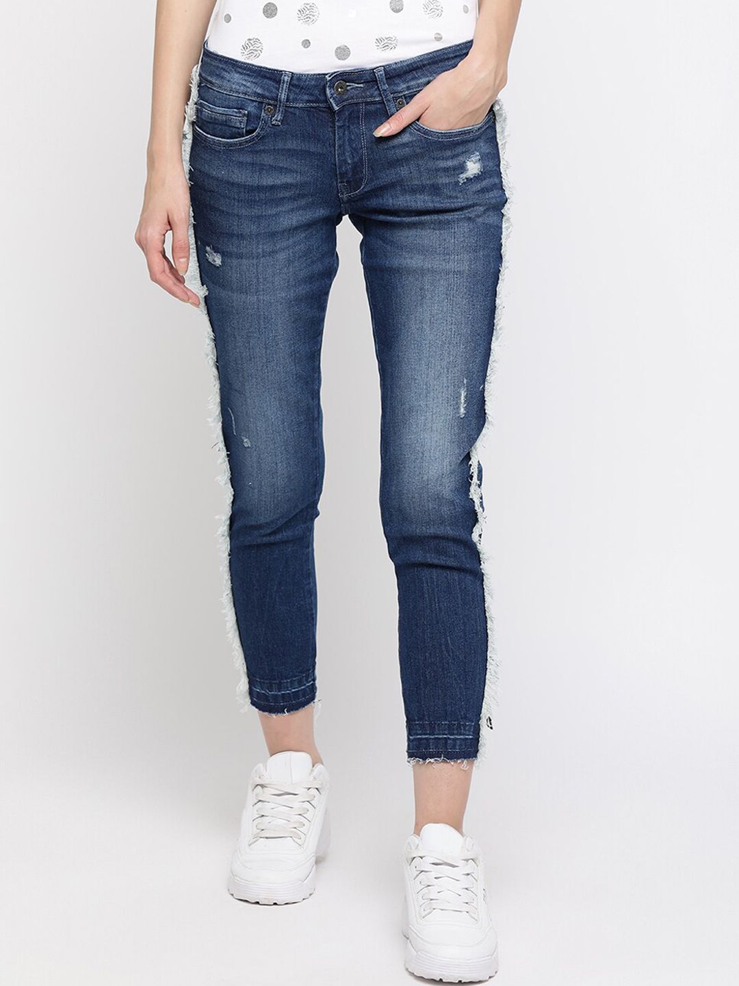 Pepe Jeans Women Navy Blue Skinny Fit Jeans Price in India