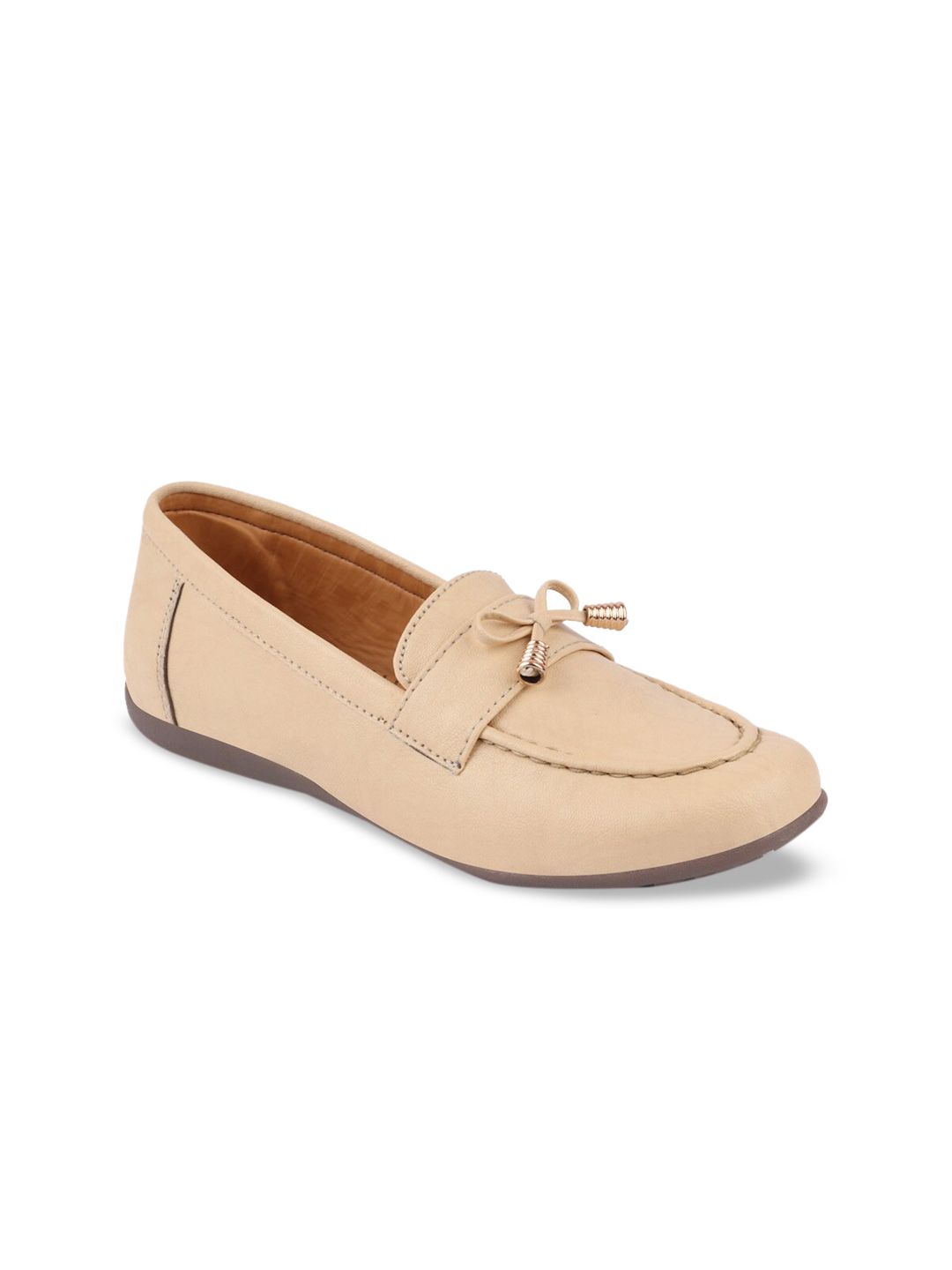 Fausto Women PU Cream- Coloured Loafers Price in India