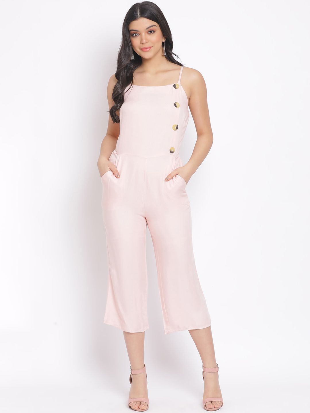 Oxolloxo Women Pink Solid Culotte Jumpsuit Price in India