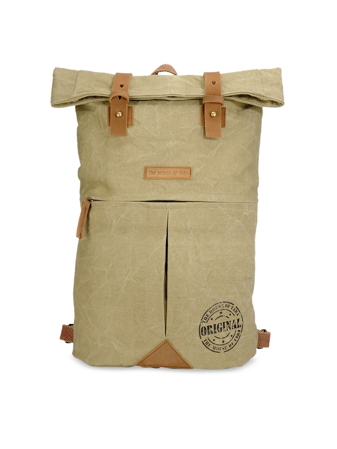 The House of Tara Unisex Khaki & Beige Backpack Price in India