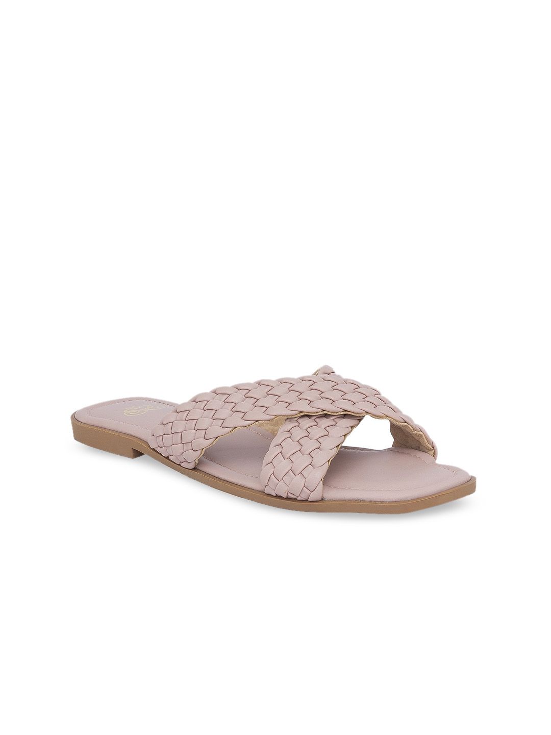 Sole To Soul Women Pink Woven Design Open Toe Flats