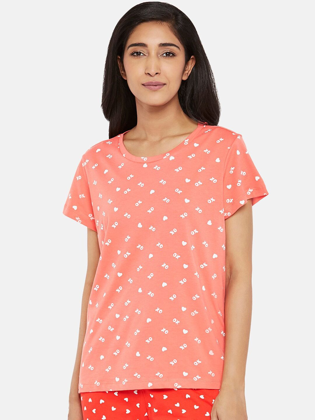 Dreamz by Pantaloons Coral Printed Pure Cotton Regular Lounge tshirt Price in India