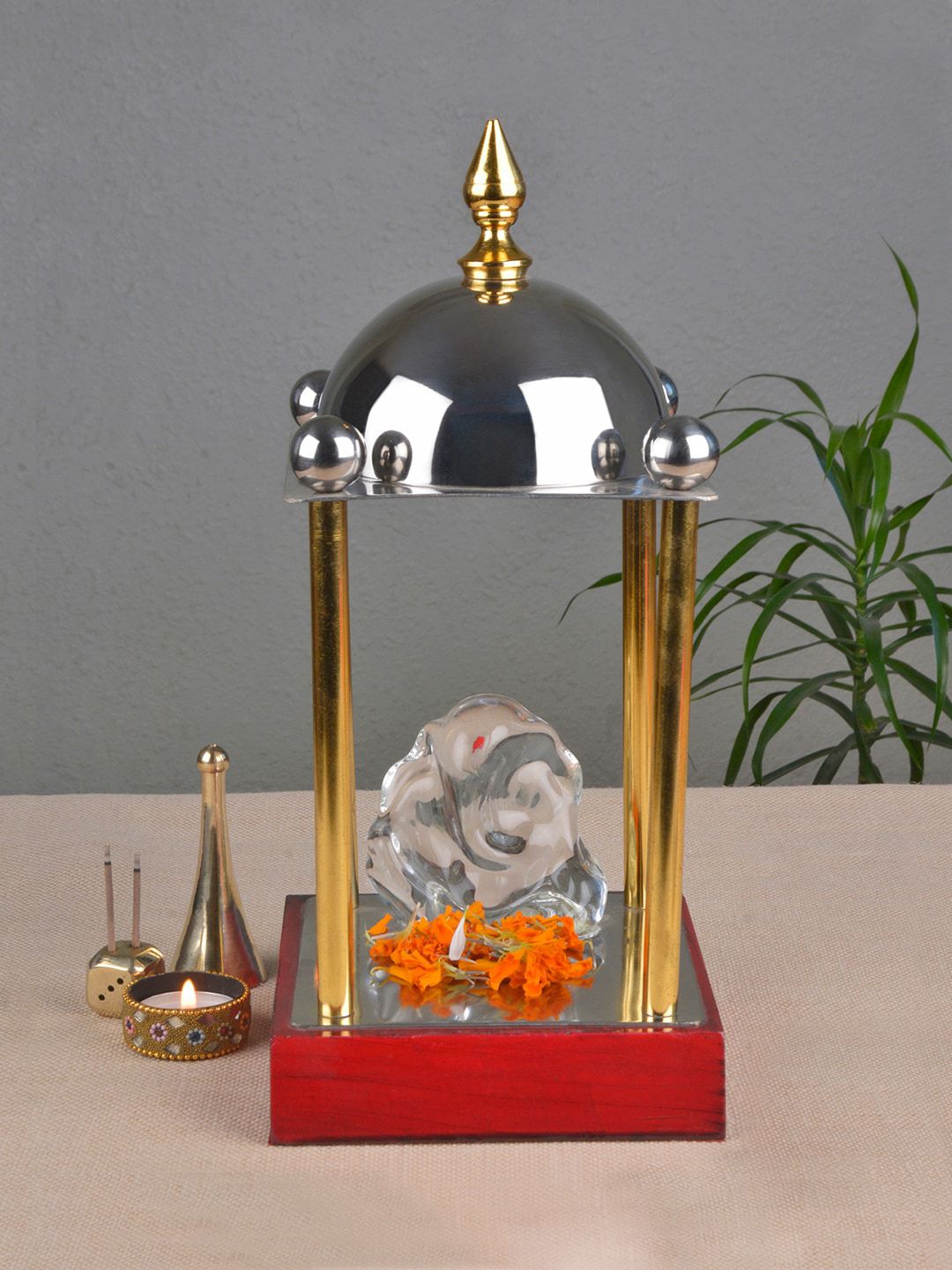 StyleMyWay Gold-Toned & Silver-Toned Temple Showpiece Price in India
