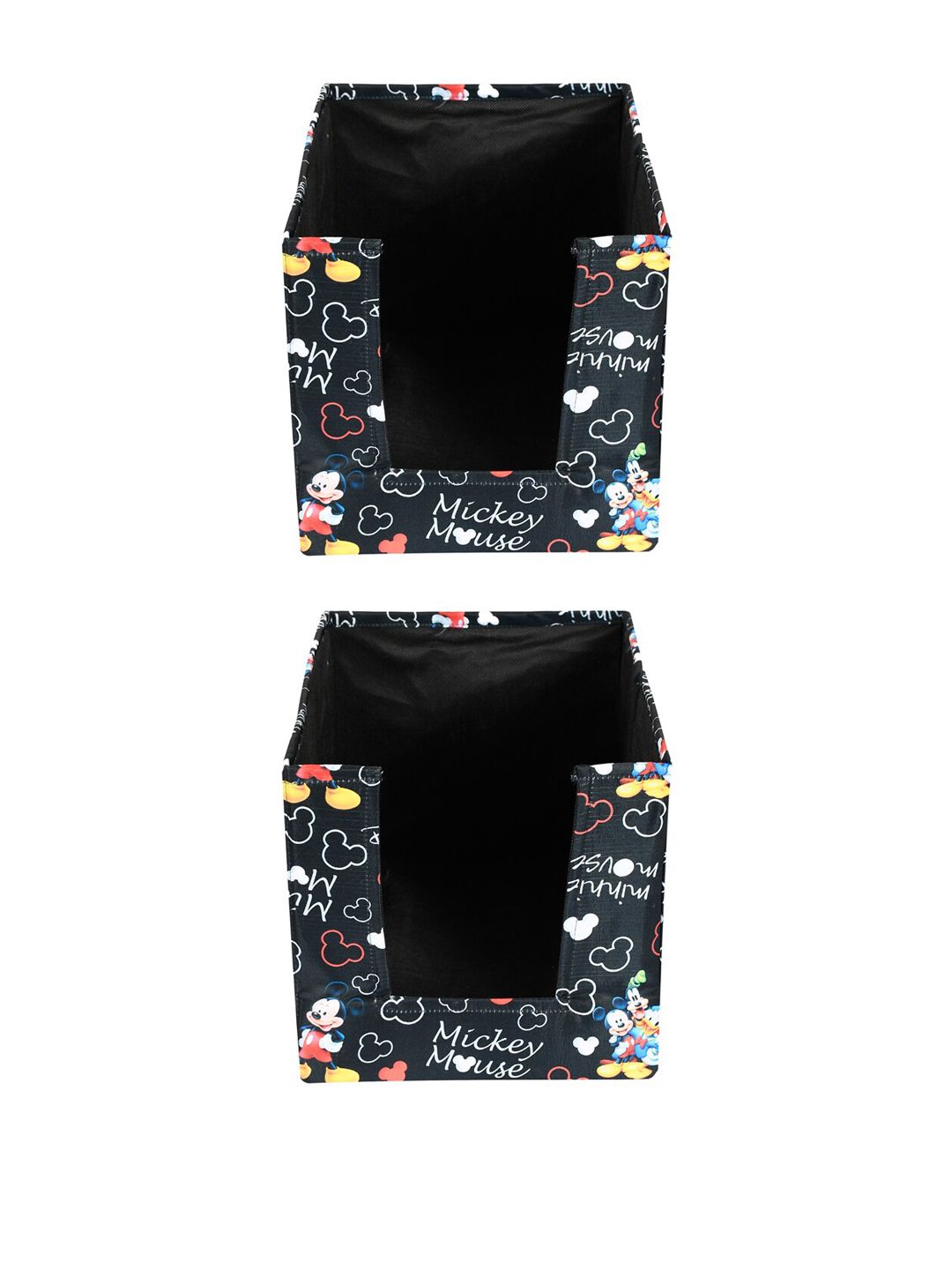 Kuber Industries Set Of 2 Black & White Disney Mickey Printed Foldable Storage Boxes With Handle Price in India