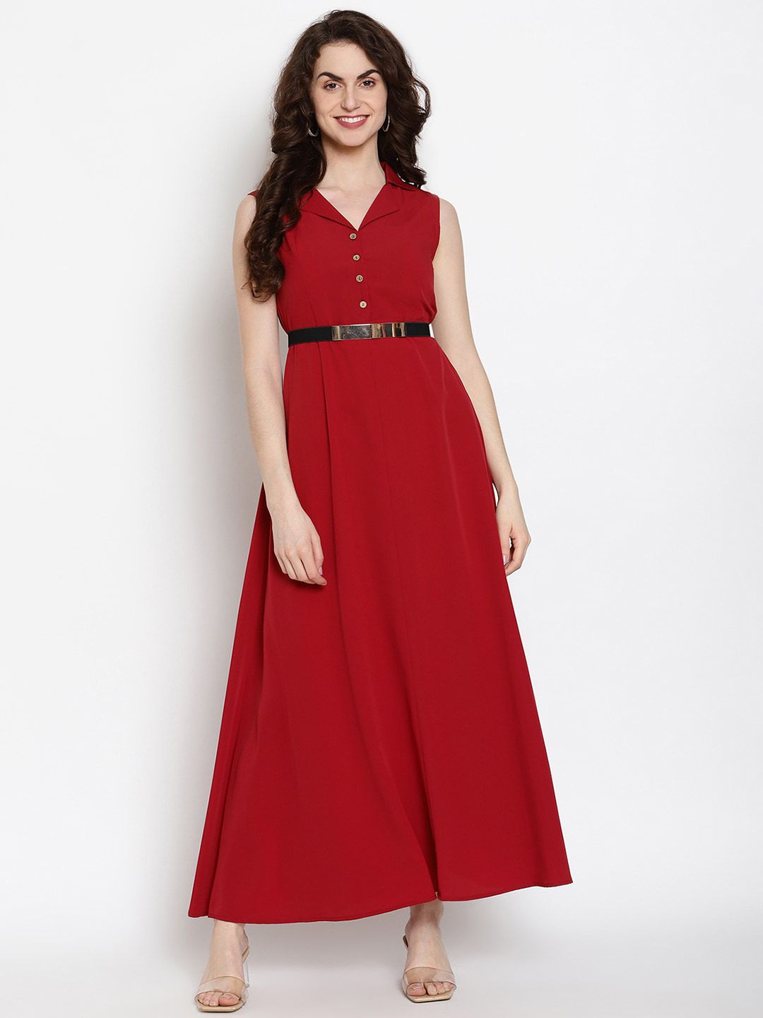 The Vanca Women Maroon Solid Maxi Dress Price in India