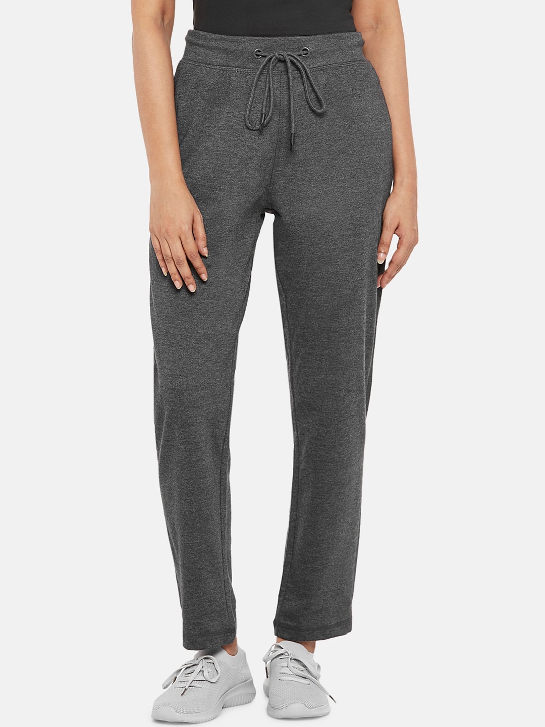 Ajile by Pantaloons Women Grey Solid Slim-Fit Track Pants Price in India