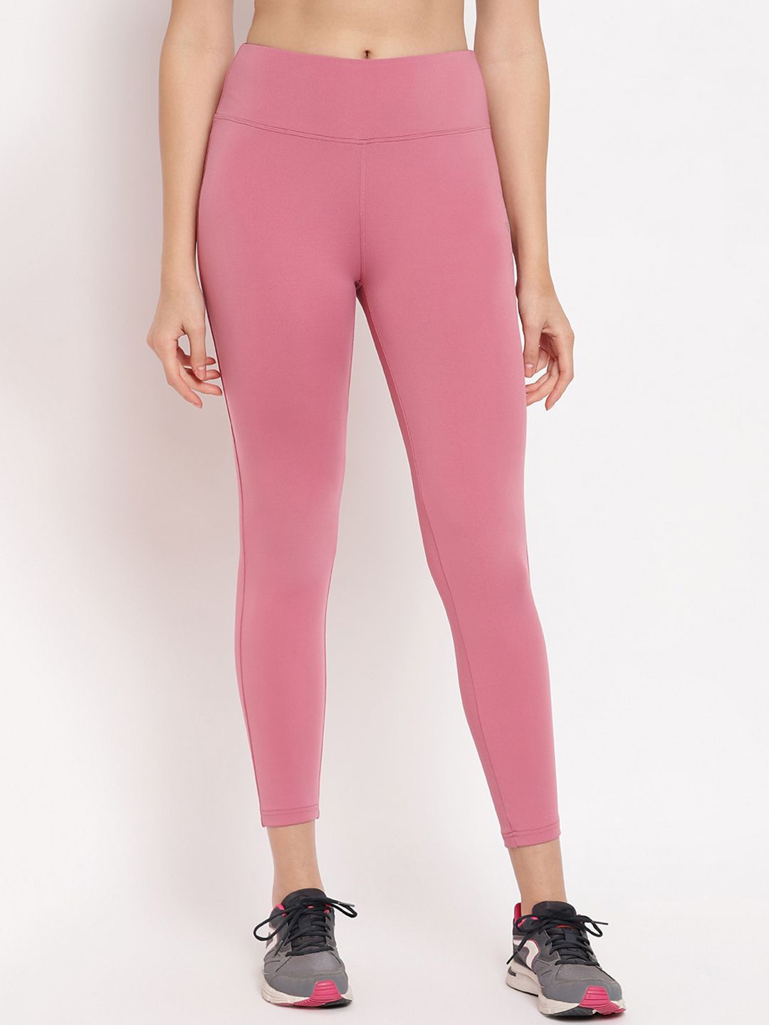 Marc Loire Women Pink Solid Slim-Fit Dry-Fit Tights Price in India
