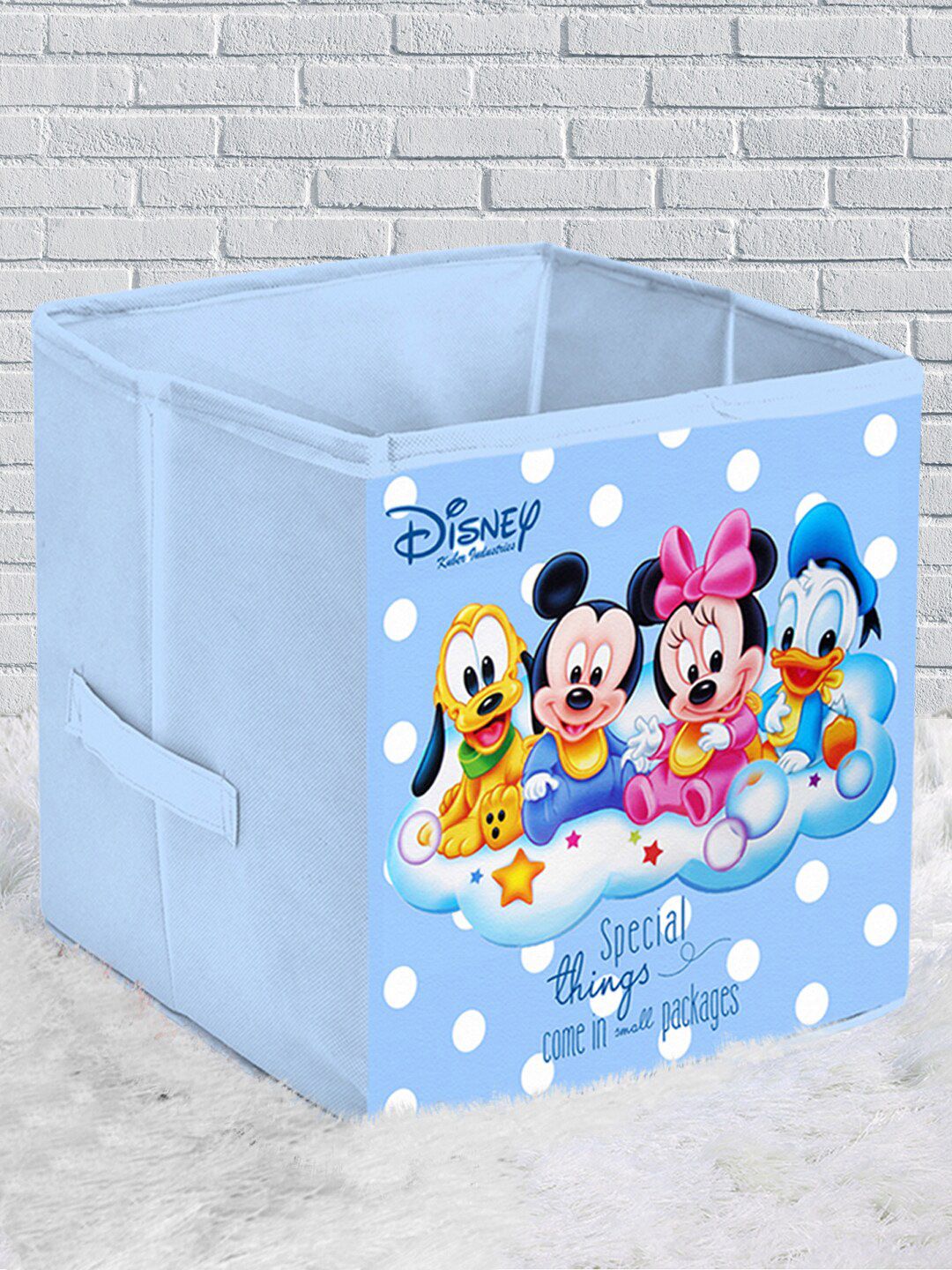 Kuber Industries Blue & Black Disney baby Team Mickey Print Foldable Storage Cube With Handle Price in India