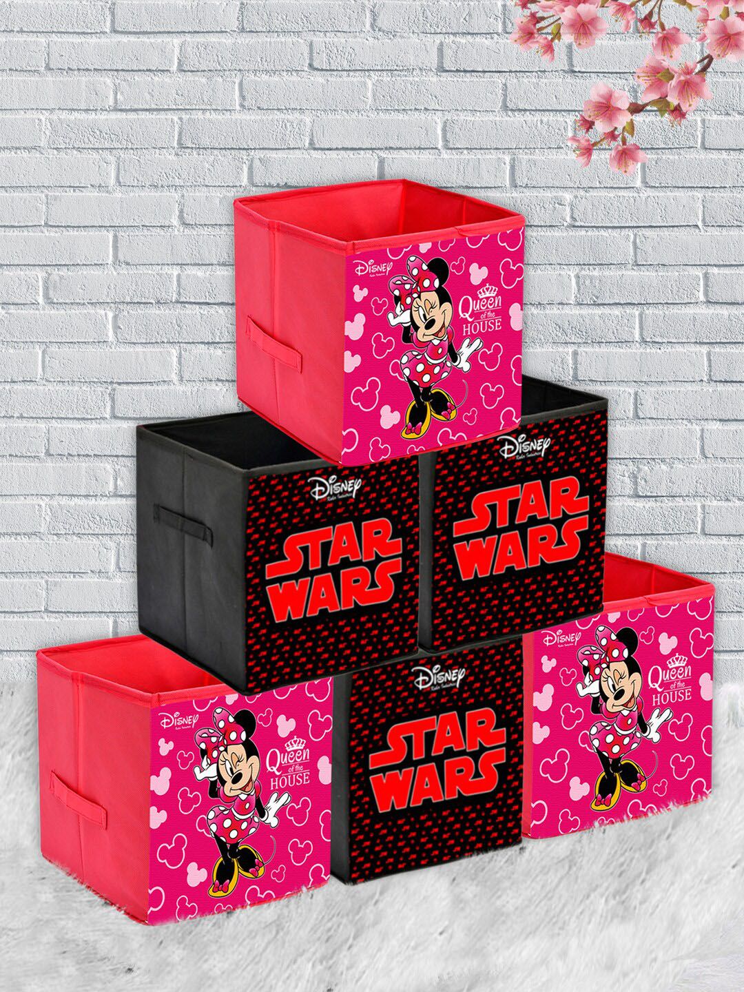 Kuber Industries Set Of 6 Disney Print Extra Large Foldable Storage Cube With Handle Price in India